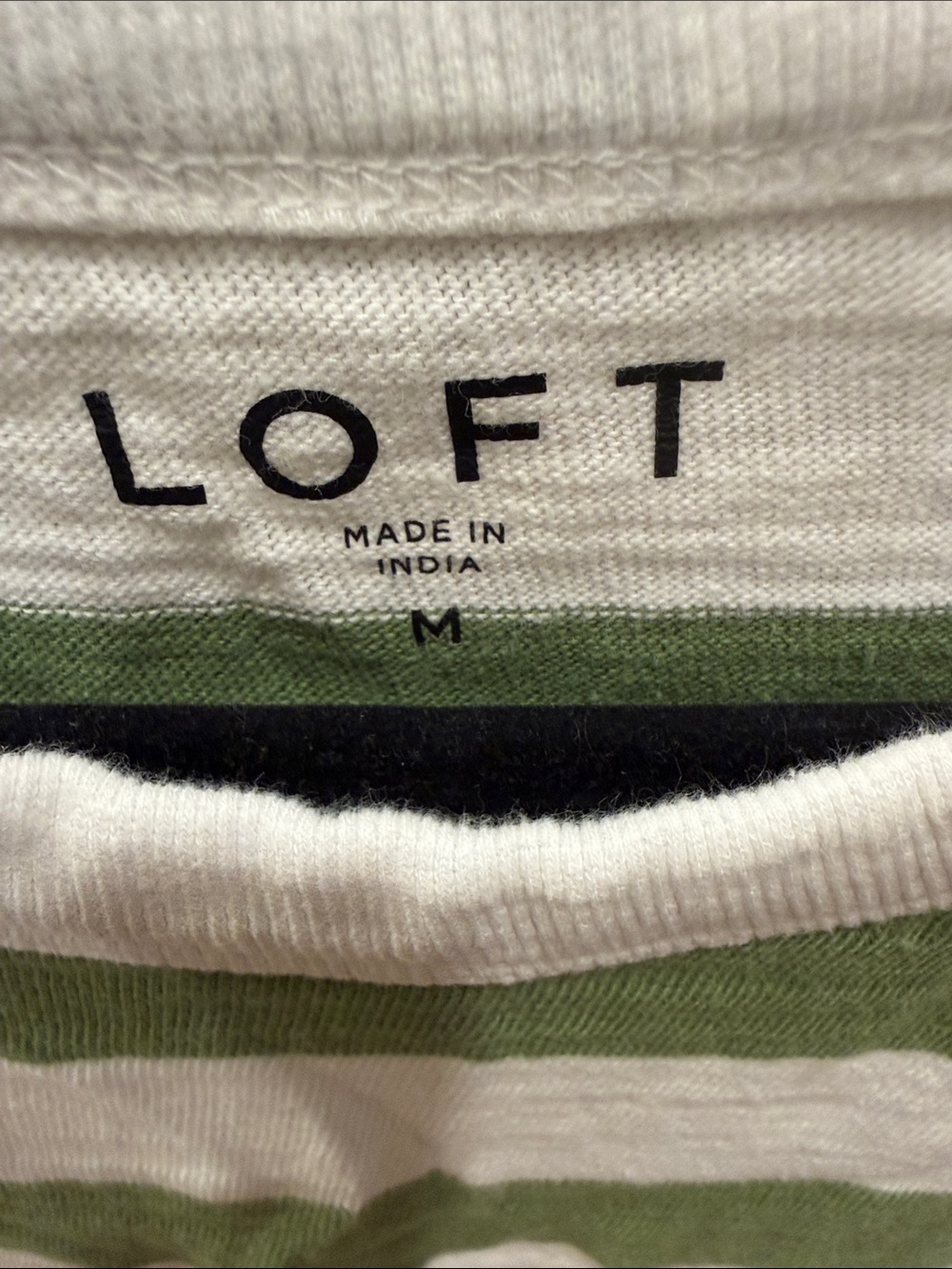 LOFT Green and White Horizontal Stripe Tank Top - Picture 3 of 5